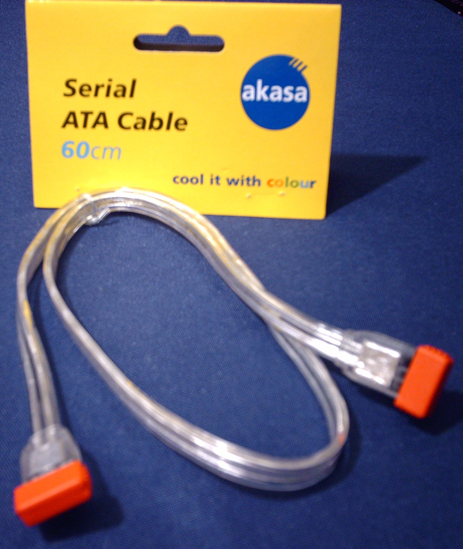 Akasa Serial ATA Cable High Quality Silver Braid 60cm