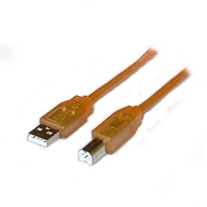 USB 2.0 Cable Transparent Orange A to B type 1.8M