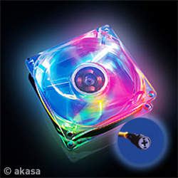 Akasa 80mm Crystal Clear Fan with 4 LED & Speed Control