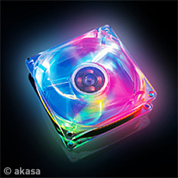 Akasa 80mm Crystal Clear Fan with 4 colour LED