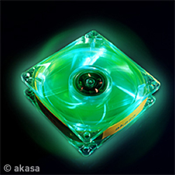 Akasa 80mm Crystal Green Fan with 4 Green LEDs