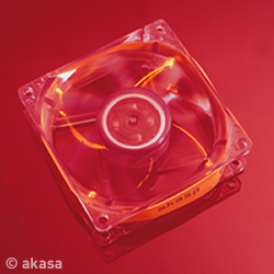 Akasa 80mm Crystal Red Fan with 4 Red LEDs